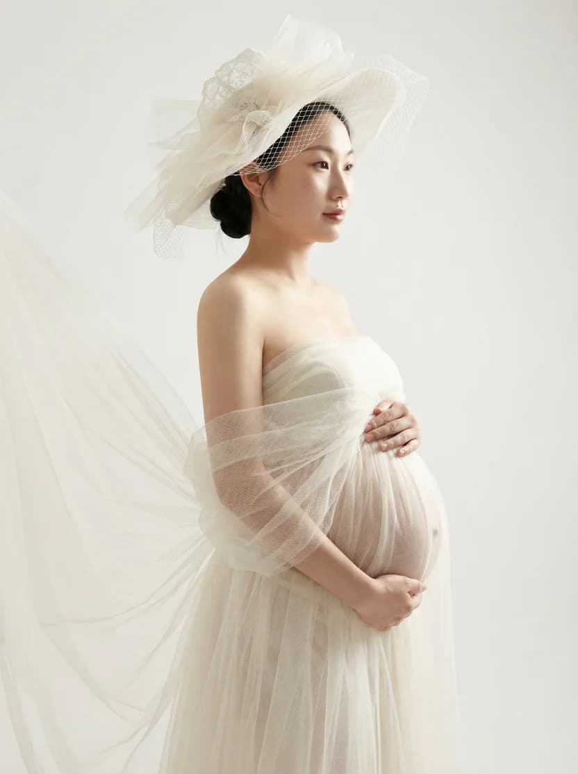 Ätherisches Kunst-Umstandsfoto mit Tüll